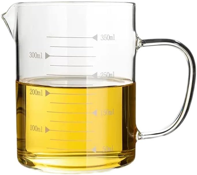 Glass Measuring Cup With Scale Milk Cup High Temperature Resistant Household Kitchen Baking Beaten Egg Cup Measuring Water Cup (Size : 350ML)