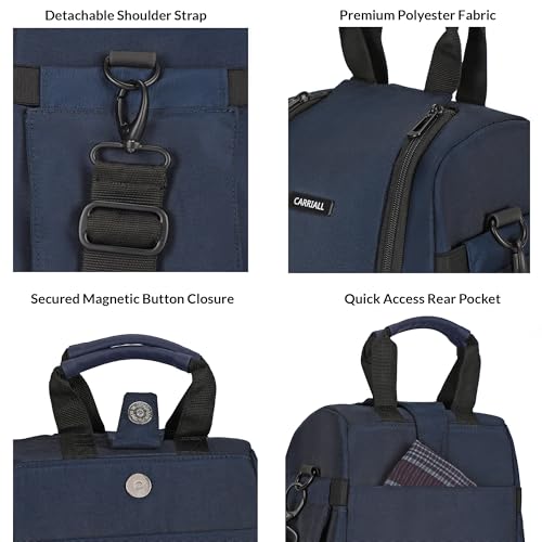 Image of Carriall Navy Meal Bag /Lunch Bag, Tiffin Bag for Office, College, School & Picnic | Reusable & Water-Resistant Lunch Box Cover Bag Only | 8L Capacity | Gifting for Men,Women & Kids (Boys /Girls)