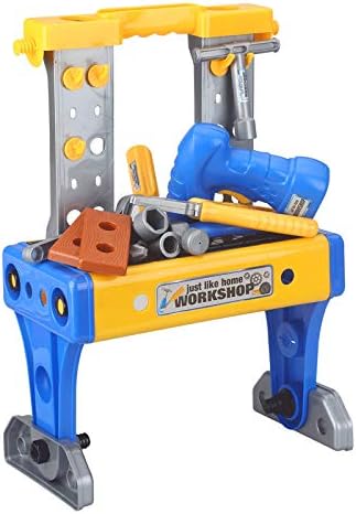 Power Tool Workshop Durable Kids Tool Set Kits Electronic Workbench Bench Drill Boys Toys Realistic Tools Toddler Tool Set Pretend Play Construction STEM Educational Gifts for Boys Girls Age 3-10