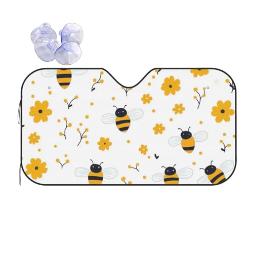 Parasol de parabrisas con abejas y flores protector solar plegable 70x130cm para coche y SUV