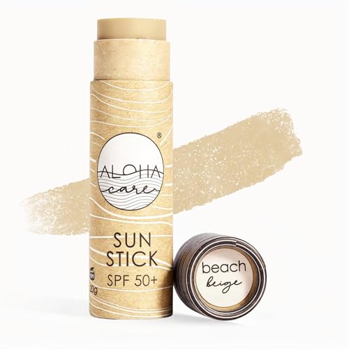 Aloha Sunblocker LSF 50+ · Gesichtsmineral Sonnencreme Stick für Surfen & Wassersport · Wasserfest, Riffsicher & Plastikfrei · 20g (Hellbeige)