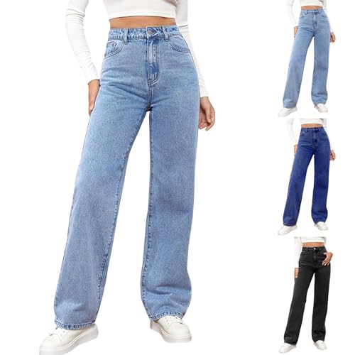 Jeans for Women High Waisted Straight Leg Pants Casual Boyfriend Jeans Trendy Vintage Classic Trousers with Pockets