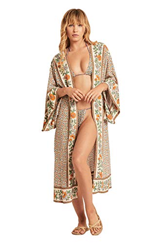 Women's Summer Long Kimono Swimsuit Cover Up Floral Print Cardigan Beach Coverups for Women (RM-10)