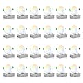 ALUSSO LIGHTING 24 Pack 4 Inch 5CCT Ultra-Thin LED Recessed Ceiling Light with Junction Box, 2700K-5000K Selectable, 9W 750LM Dimmable Canless Wafer Downlight, Damp Rated -ETL&FCC (White)