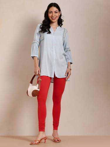 Image of TWIN BIRDS Tailored Cut and Classic Fit Super Stretchable Elastane Fabric Churidar Leggings for Women