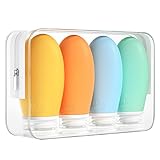 Morfone 100ml Silicone Travel Bottle for Toiletries, 4 Pack Leak Proof Refillable Squeezable Containers for Liquid Shampoo, BPA Free and TSA Approved Travel Accessories