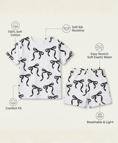 Image of ANTHRILO Sleepwear Shorts Set for Girls| Material: 100% Pure Cotton | Fabric: Skin-Friendly, ensuring a Soft Touch on Delicate Skin| Fit: Regular |Age Range: Suitable for Girls Aged 0-14 Years