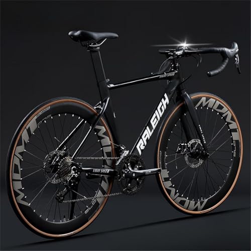 Dazzix新登場エアロロードロードバイク700C×40C防風競技24/27/30スピードベンドハンドルバーオイルディスクロードバイクアルミ合金スピードレーシングバイク (27速,ブラック/ベンドハンドルバー)