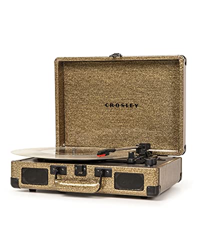 Crosley Cruiser Plus CR8005F-GA4 Tourne-Disque Vintage Bluetooth 3 Vitesses avec entrée et Sortie – Or Doux - Les Beatles, Paul McCartney, John Lennon, RIngo Starr, George Harrison Crosley Cruiser Plus CR8005F-GA4 Tourne-Disque Vintage Bluetooth 3 Vitesses avec entrée et Sortie – Or Doux – Image 4