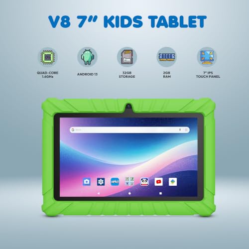 Image of Contixo 7 inch Kids Tablet Bundle, Tablet with Headphones & Sleeve Bag - Green