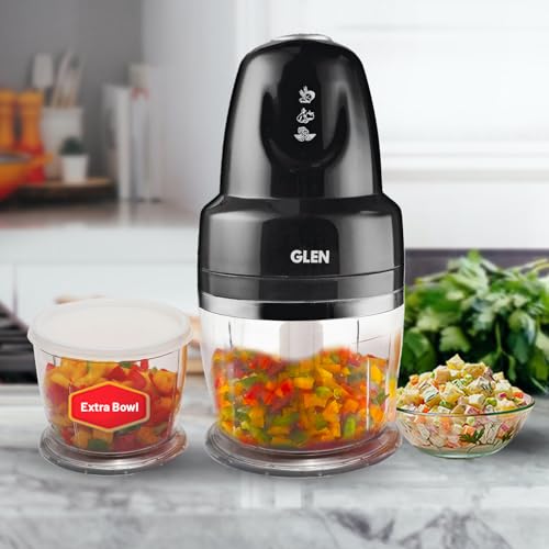 Glen Electric Chopper for Kitchen, 400ml Bowl, 250W Mini Fruit & Vegetable Cutter with...