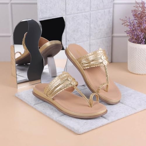 Image of Metro Women Flat Kolhapuri Comfort Chappal