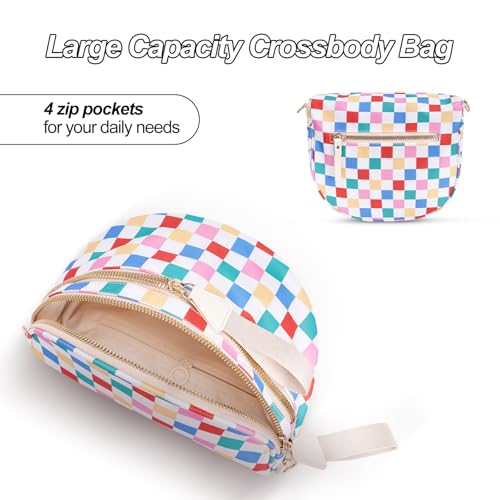 Image of Checkered Crossbody Bag, Bum Bags for Women Crossbody,Spacious Sling Bag Purse Fanny Packs with Shoulder Strap