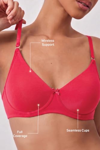 Image of Van Heusen Women's Everyday Cotton Bra|Medium Coverage|Non Padded|Non Wired|Seamless Moulded Cups|Anti Bacterial Tech| Keeps you Fresh|Sweat Absorbent|No Slip Soft Straps|Detachable Straps|Style 11001