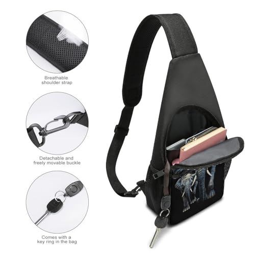 Bolso Sling Two Elephants Negro para Senderismo y Viaje miniatura 4