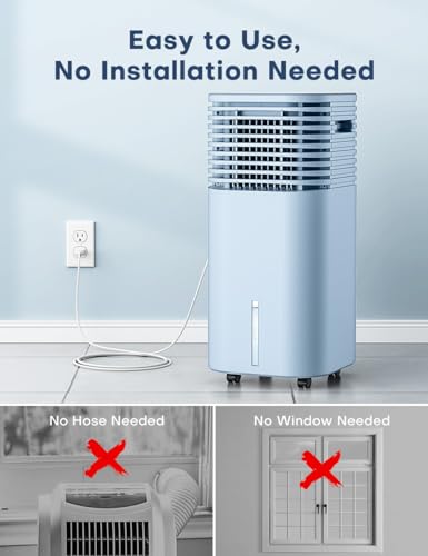 Image of Portable Air Conditioner, 3-IN-1 Evaporative Air Cooler Windowless, 4 Modes & 3 Speeds Personal Swamp Cooler w /Humidifier, Remote & 15H Timer, Evaporative Cooler for Room Home Office - Blue
