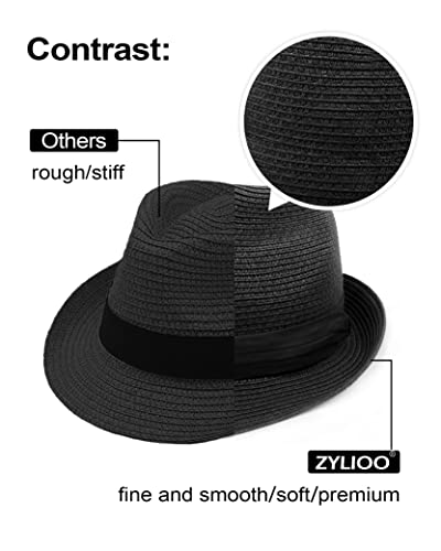 Zylioo Xxl Oversize Fedora Straw Hat,Big And Tall Short Brim Panama Hats,Roll Up Summer Trilby Hat #TOP2