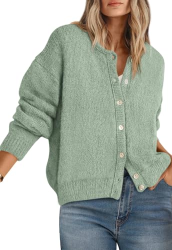 Image of PRETTYGARDEN Long Sleeve Crewneck Button Down Womens Sweaters Fall Open Front Chunky Cardigan Sweaters for Women 2026