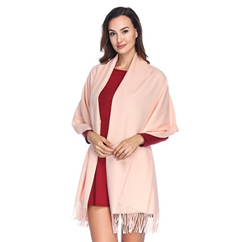 HOYAYO Pashmina Shawls and Wraps Winter Warm Soft Scarf for Women Pink Orange