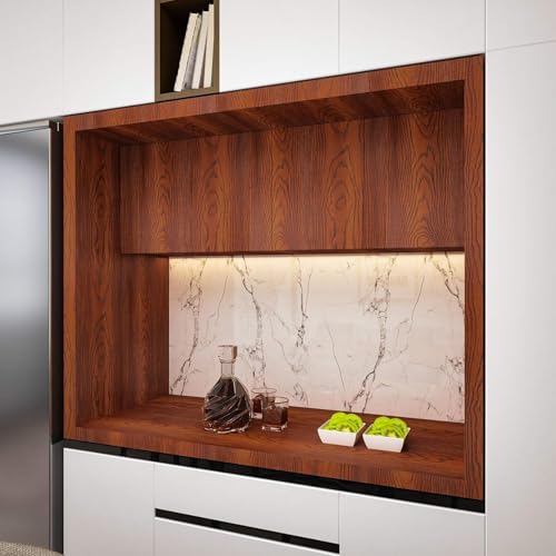 Image of WISDOM Wood Grain Contact Paper Peel and Stick Wallpaper Removable Wall Paper Decorative Cabinet 24x50 Inch,Caramel Wooden