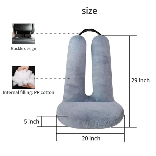 Image of FHSGGP Travel Pillow Car Travel Sleep Support Pillow | 2-in-1 Lap Pillow and Car Pillow With Neck and Body Support for Adults and Kids on Long Trips Kids Travel Pillow Gray
