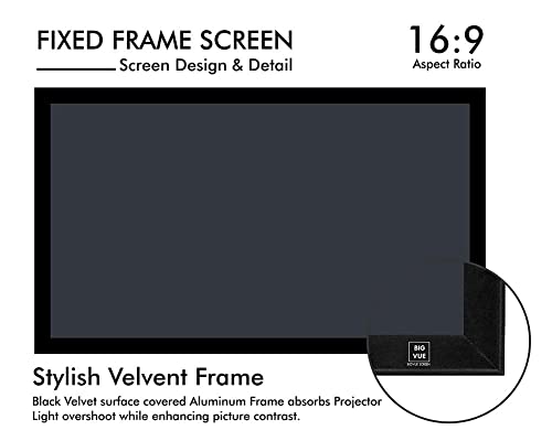 Image of BIG VUE 120 Inch ALR UST Projector Screen 16:9 Ambient Light Rejecting Projection Screen for Ultra Short Throw Projector, 160 Wide View Angle Fixed Frame Screen for Classroom, Home Theater or Office