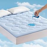 Friendriver Queen Size Cooling Mattress Pad Waterproof Mattress Topper for Hot Sleepers - Soft Breathable Mattress Cover with 8'-21' Deep Pocket (60×80',Blue)