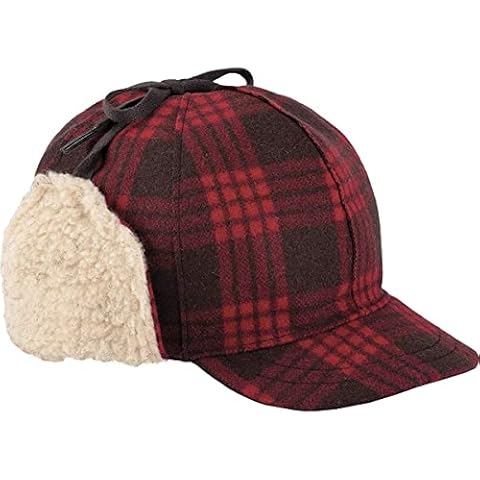 Stormy Kromer Snowdrift Cap - Insulated Wool Winter Hat with Ear Flaps, Black/Red Tartan, XL Cover