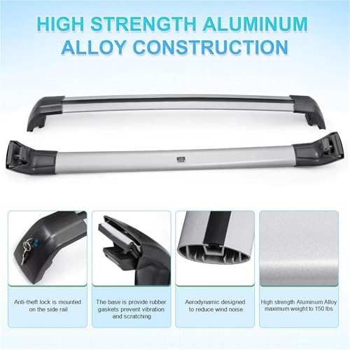 Portaequipajes de aluminio HRV barras transversales de alta resistencia plata 3