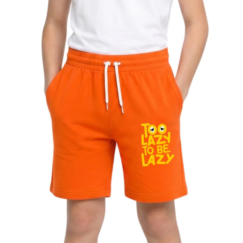Nusyl Cotton Blend Shorts for Boys | Too Lazy Text Printed | Comfortable Casual Shorts | Soft Breathable Fabric with Ela