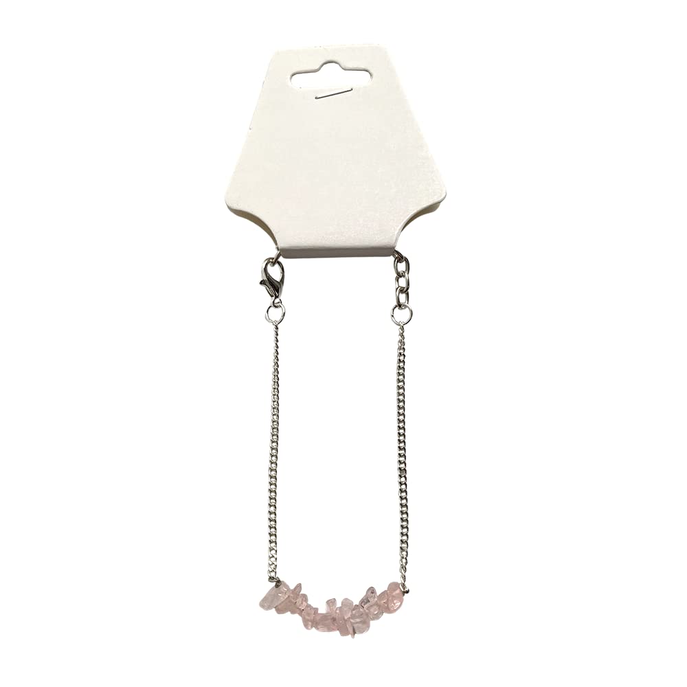 VIE Silver Chain Chips Bracelet, Rose Quartz, One