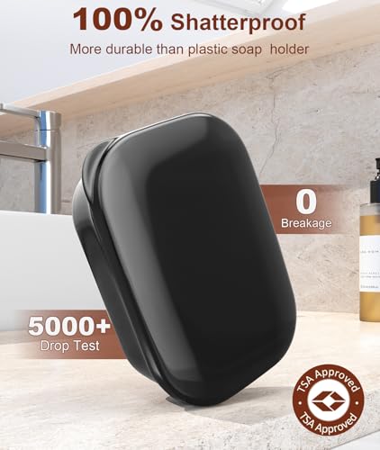 image for Quatish Leakproof Soap Dish with Lid & Draining Layer, Shatterproof Tr