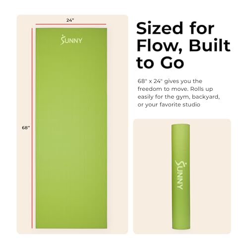 Sunny Health & Fitness Slim High-Density Exercise Yoga Mat - Green - image 4