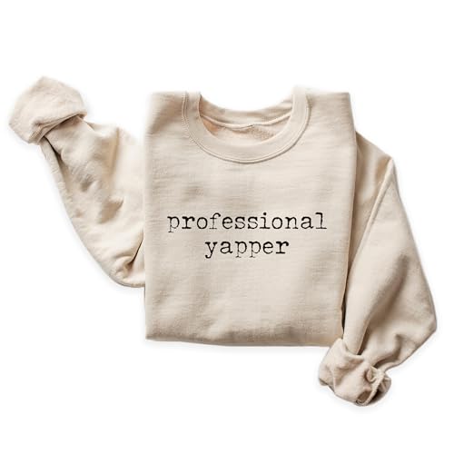 Professional Yapper Sweatshirt - Funny Trendy Meme Shirt - Sarcastic Extrovert Pullover - Unisex Graphic Crewneck Sweatshirt Ash Grey3