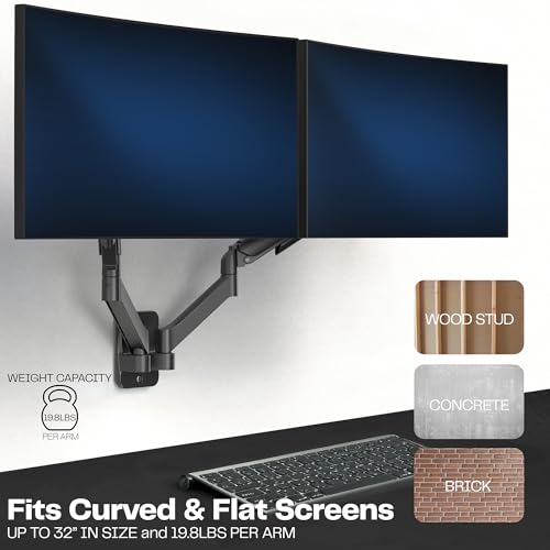 Image of VIVO Height Adjustable Mechanical Extended Arm Dual Monitor Wall Mount Full Motion Articulating, Fits 2 Screens 17 to 32 inches, Black, MOUNT-V002G