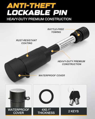 Image of RETRUE Trailer Locking Hitch Pin, 5 /8 inch Pin, Fit 2 inch & 2-1 /2 inch Receiver, Black