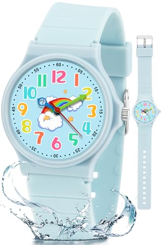 GUUMUXIN Kinderuhr Jungen Mädchen,Kinder Armbanduhr Analog, 30M...