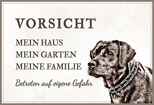 ZAUBERBILD Hundeschild Warnung | Labrador 'Mein Haus' | Warnschild Vorsicht Hund | 25x17cm Alu