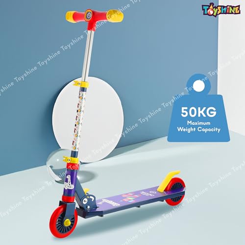 Image of Toyshine Jumbo 2 Wheel Runner Scooter with Anti Slip ABS Base Aluminium Structure Height Adjustable Handlebar Foldable Max Load 50kg for Boys and Girls Ages 4 and Above - Blue