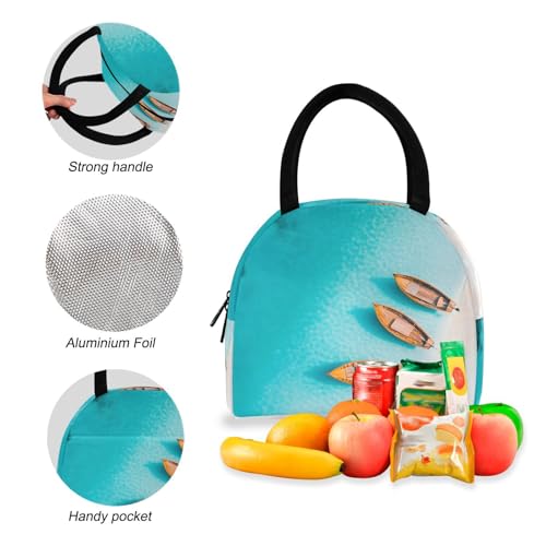 Backpack Lunch Bag Set Beautiful Beach Print, Big Storage Travel Backpacks with Insulated Lunch Box for Office Hiking Picnic4