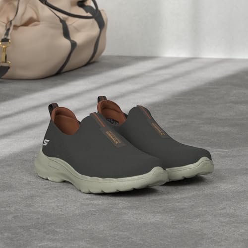 Skechers Men's Gowalk 6-Stretch Fit Slip-On Athletic Performance Walking Shoe Sneaker, Taupe, 9.5 X-Wide