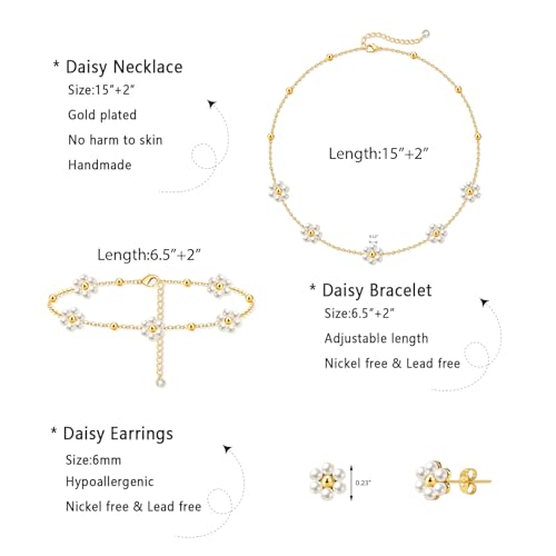 Image of Zeffy Gold Pearl Necklace for Women, Dainty 14K Gold /Silve Plated Layered Pearl Choker Pearl Earrings Pearl Bracelets Wedding Trendy Gold Jewelry Set for Women Gifts