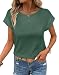 Bliwov Womens T Shirts Summer Tops Cap Sleeve Crew Neck Casual Basic Tees 2026 Fashion Clothing Dark Green