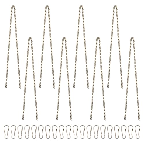 Image of Picture Hanging Kit with 8Pcs Picture Hanging Chains & 20Pcs Small Hooks, Heavy Duty Metal Display Chain for Photo Frames Artworks Mirror(Bronze,50CM)