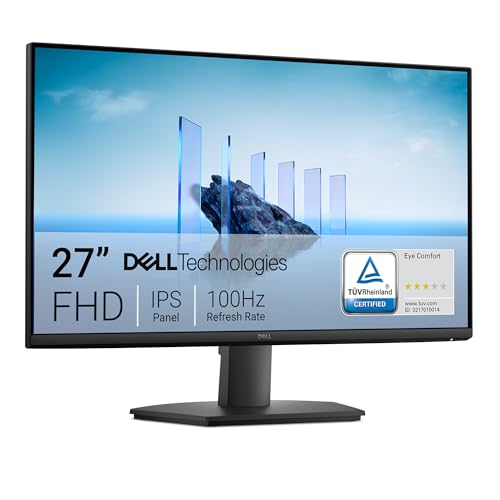 Dell 27 Monitor – SE2725HM – 27-inch Full HD (1920×1080) 16:9 100Hz Display, IPS Panel, 16.70 Million Colors, Anti-Glare, 1 HDMI / 1 VGA Port, TÜV Rheinland 3-Star*, Comfortview Plus – Black