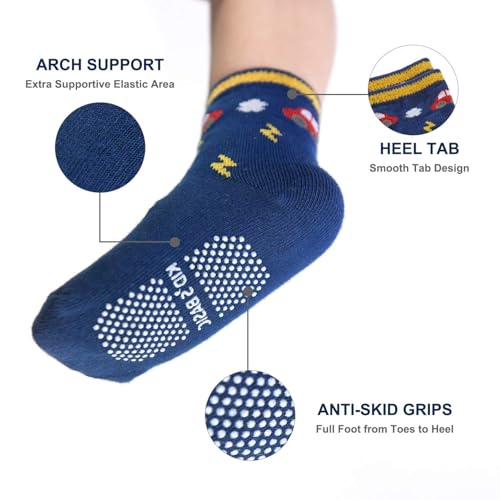 SANQiAMO Baby Socks Non Slip 12 Pairs Toddler Anti Skid Socks for Baby Toddler Boys Anti Slip Non Skid Set With Grips for 12-36 Months Kids3
