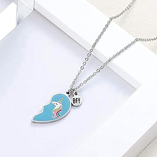 BFF Heart Unicorn Pendant Necklace Combo