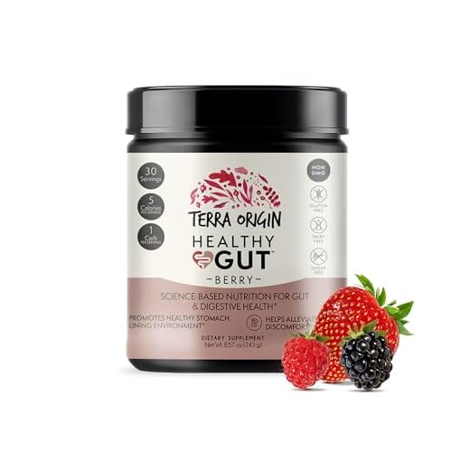 TERRA ORIGIN Healthy Gut Berry Flavor |30-Servings with L-Glutamine, Zinc, Glucosamine, Slippery Elm Bark, Marshmallow Root and More!