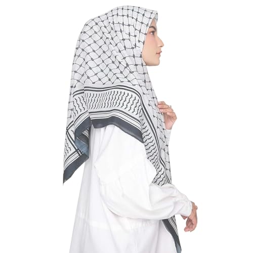 Arab Headscarf, Scarf, Chiffon Hijab Shawl Printed, Palestinian, 45x45 Inches Arafat Scarf for Women, For Headscarves, Neck Scarves, Beach Scarves, Grey