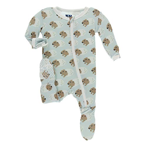 Image of KicKee Pants Print Footie with Zipper, Fitting Long Sleeve Pajama Baby Bodysuit, Ultra Soft Everyday One Piece Loungewear